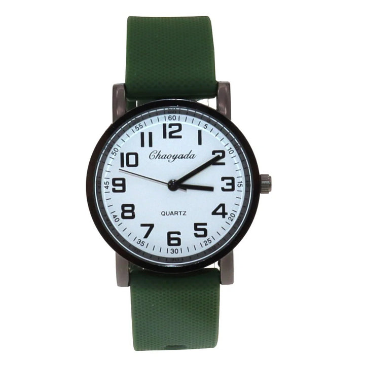 Sporty Round Case Silicone Band Quartz Watch for Kids