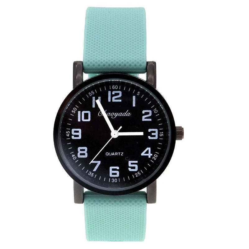 Sporty Round Case Silicone Band Quartz Watch for Kids