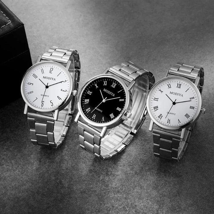 Everyday Stainless Steel Round Dial Quartz Timepiece for Men