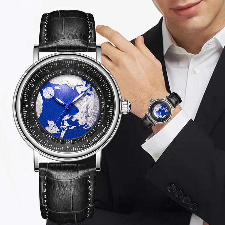 Travel-inspired Aesthetic World Map Dial Quartz Watch
