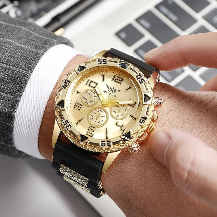 Luxury Men’s Quartz Watch with Modern Dual-Color Silicone Band