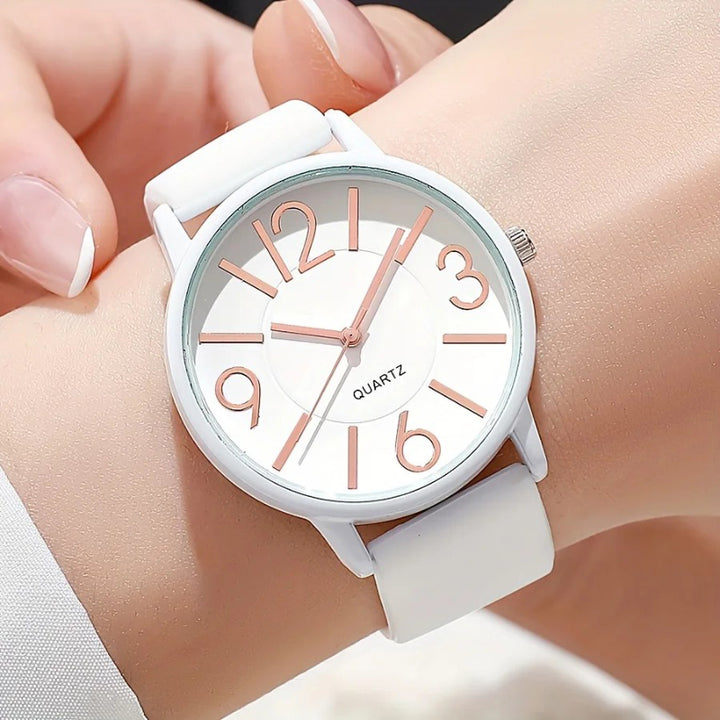 Casual Silicone Band Analog Quartz Wristwatch for Women
