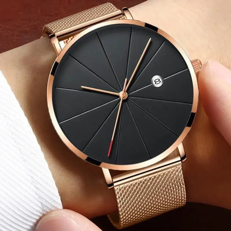 Ultra Thin Stainless Steel Mesh Belt Quartz Wristwatches
