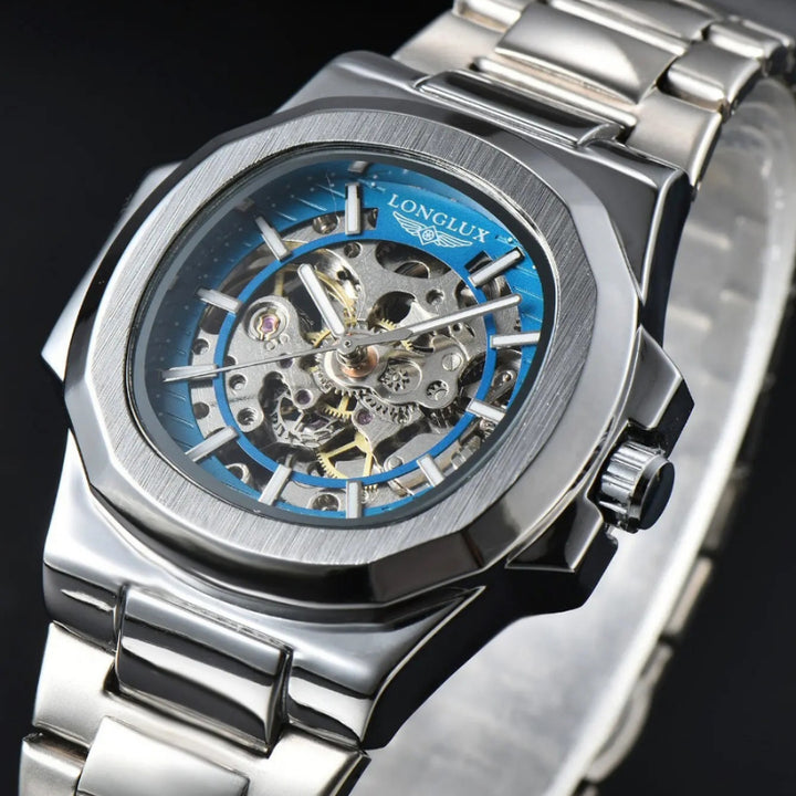 Stainless Steel Hollow Dial Automatic Mechanical Wristwatches