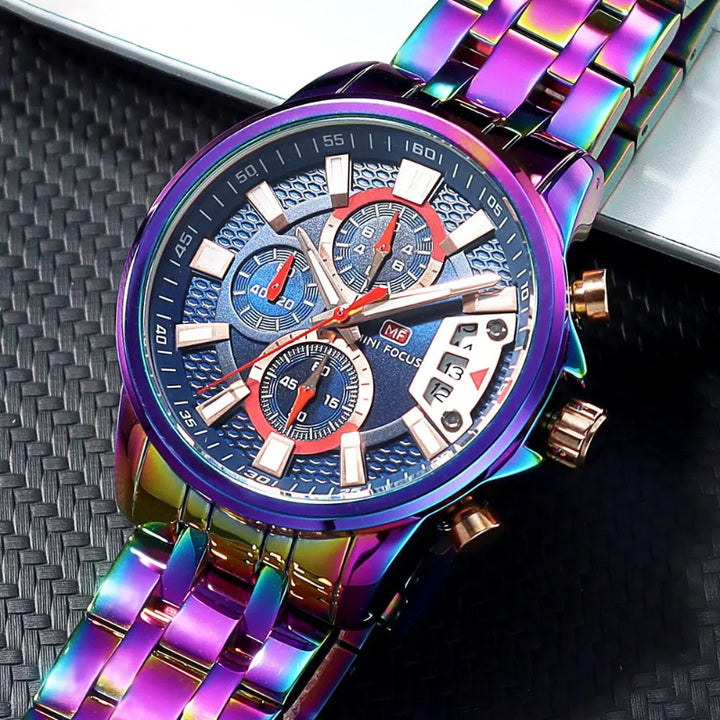 Stainless Steel Holographic Chronograph Quartz Watch for Men