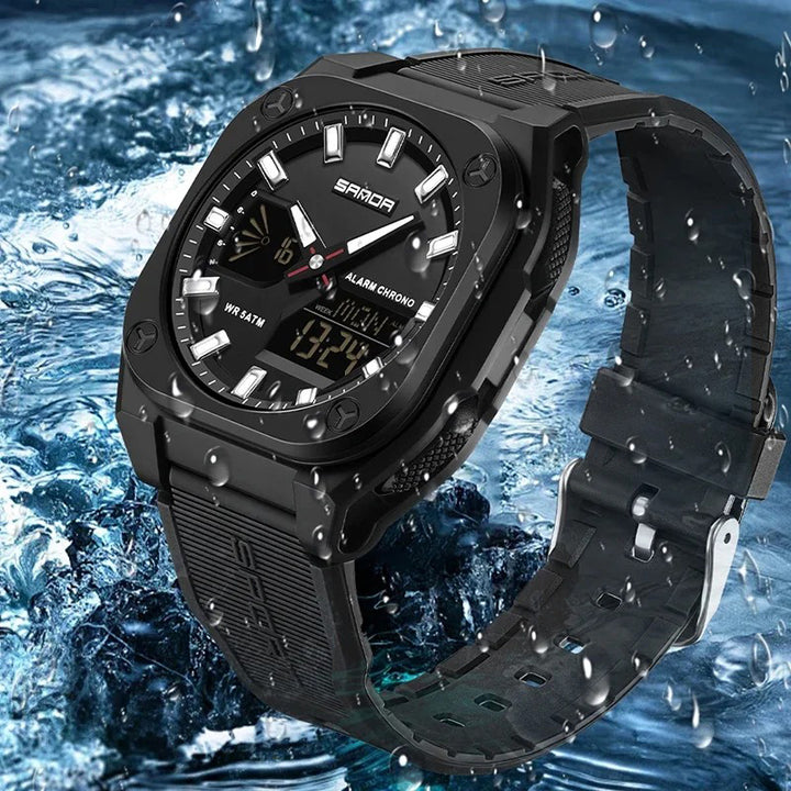 Men's Digital-Analog Hybrid Quartz Watch for Sports and Casual Wear