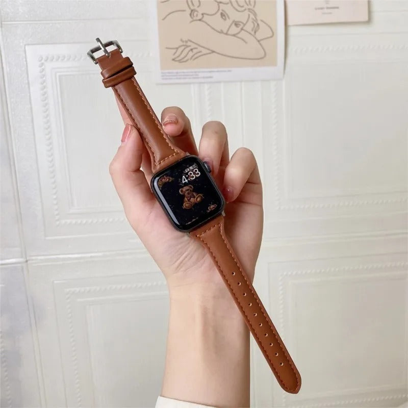 Sleek Leather Wristband for Apple Watch - Slim Design