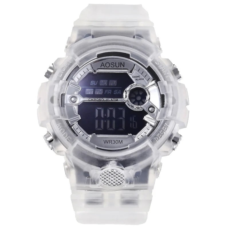 Stylish Transparent Case Digital Electronic Sports Watch for Kids
