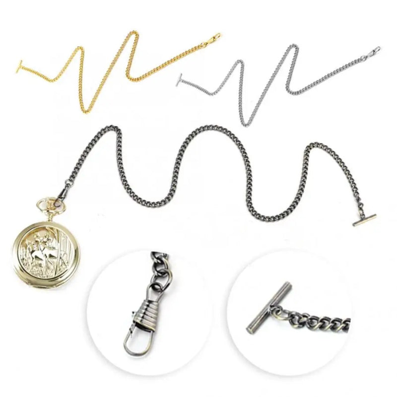 Durable Stainless Steel Metal T-Bar Pocket Watch Chain