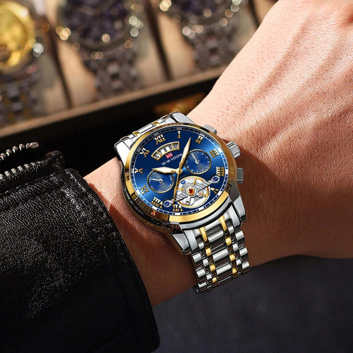 Stainless Steel Roman Numerals Dial Luxury Sports Watch for Men