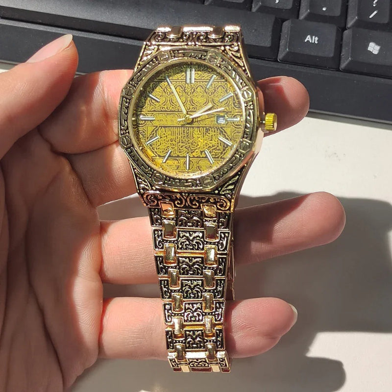 Luxury Arabic Calligraphy Design Stainless Steel Men's Watch