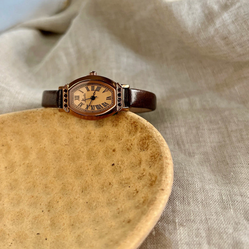 Women's Classic Barrel-Shaped Dial with Rhinestone Decor Quartz Watch
