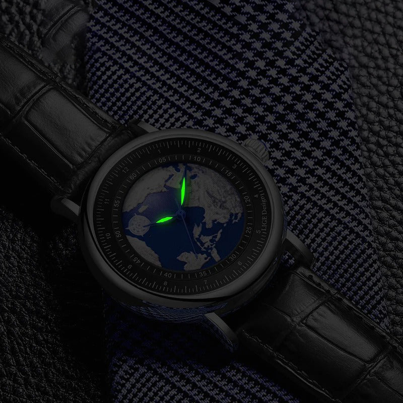 Travel-inspired Aesthetic World Map Dial Quartz Watch