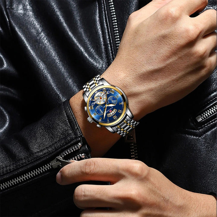 Stainless Steel Roman Numerals Dial Luxury Sports Watch for Men