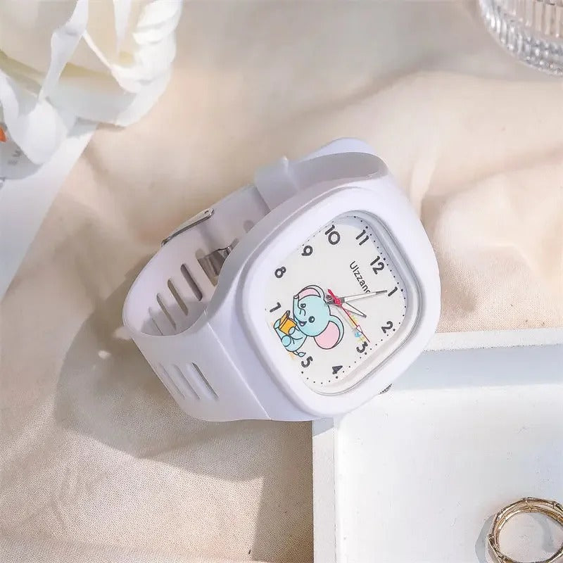 Easy to Read Cute Cartoon Elephant Kid's Wrist Watch