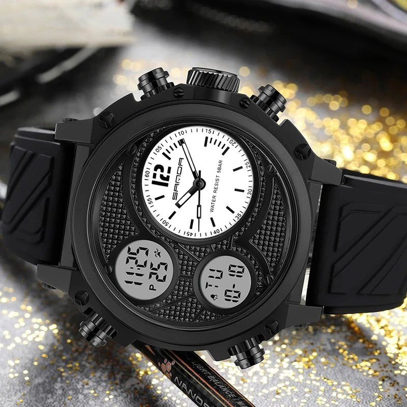 Multi-time Zone Dial Luminous Silicone Strap Watches for Men