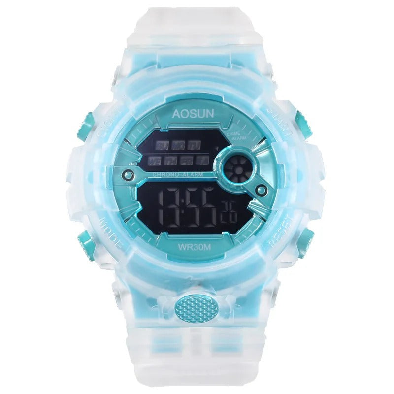 Stylish Transparent Case Digital Electronic Sports Watch for Kids