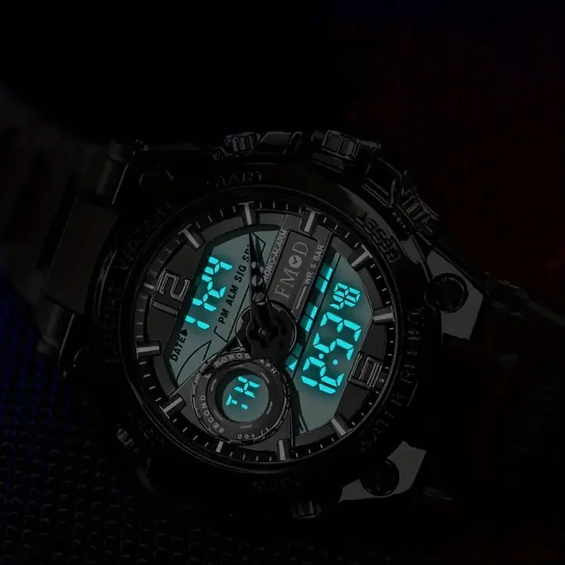 Men's Dual Time Fashion Watch with Digital and Analog Display