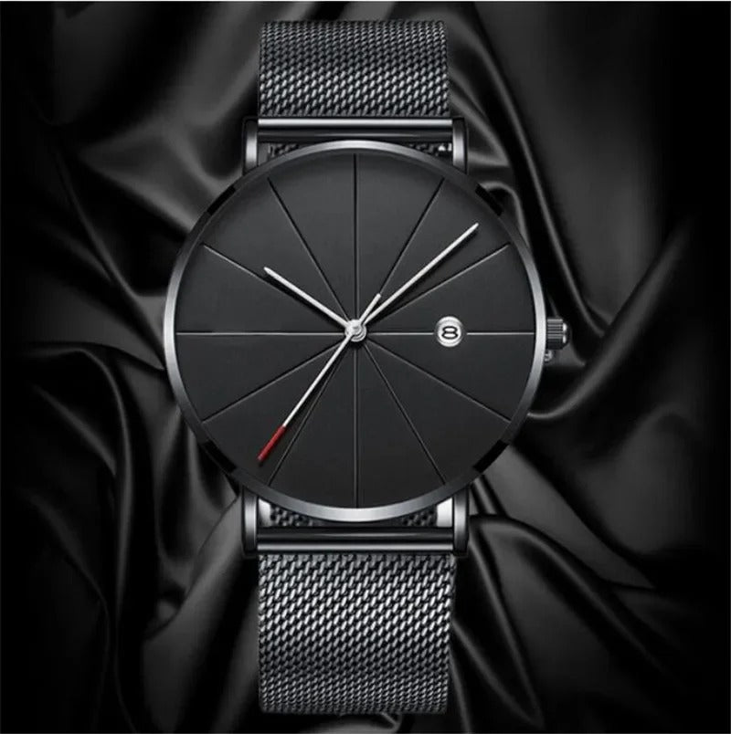 Ultra Thin Stainless Steel Mesh Belt Quartz Wristwatches