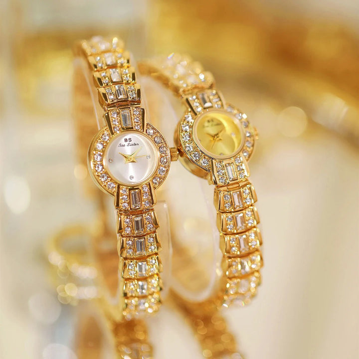 Luxurious Women's Rhinestone Studded Small Dial Quartz Wristwatch