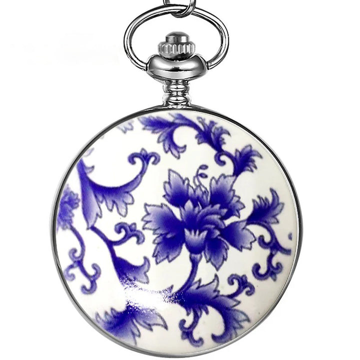 Enchanted Floral Porcelain Case Mechanical Pocket Watch