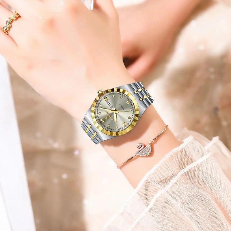 Women's Timeless Elegance Two-tone Design Stainless Steel Quartz Watch