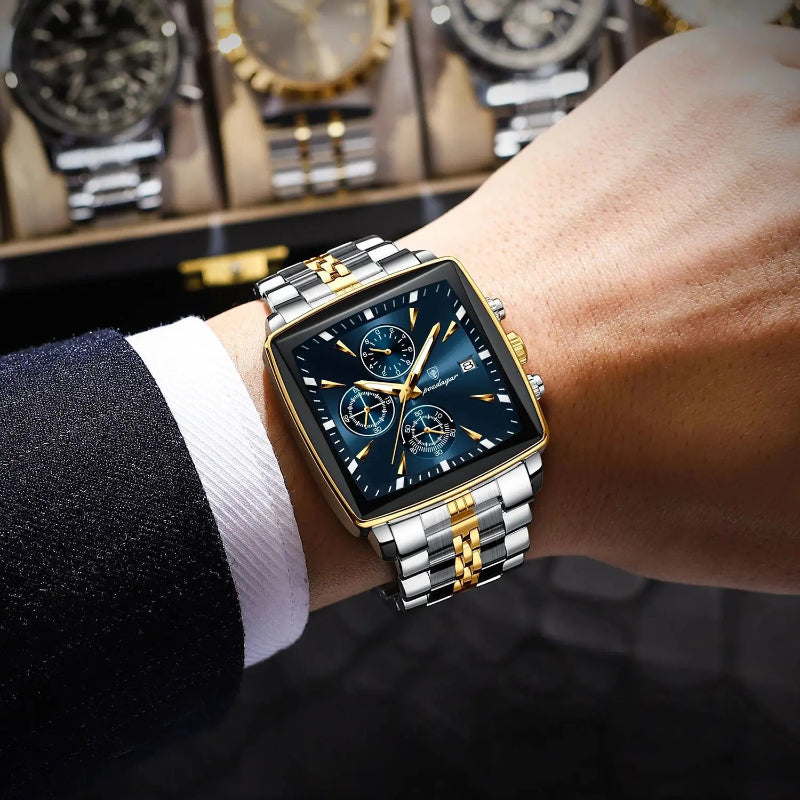 Men's Stainless Steel Chronograph Watch with Luminous Dial
