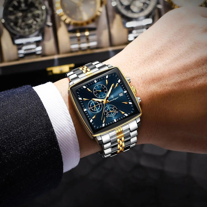 Men's Stainless Steel Chronograph Watch with Luminous Dial