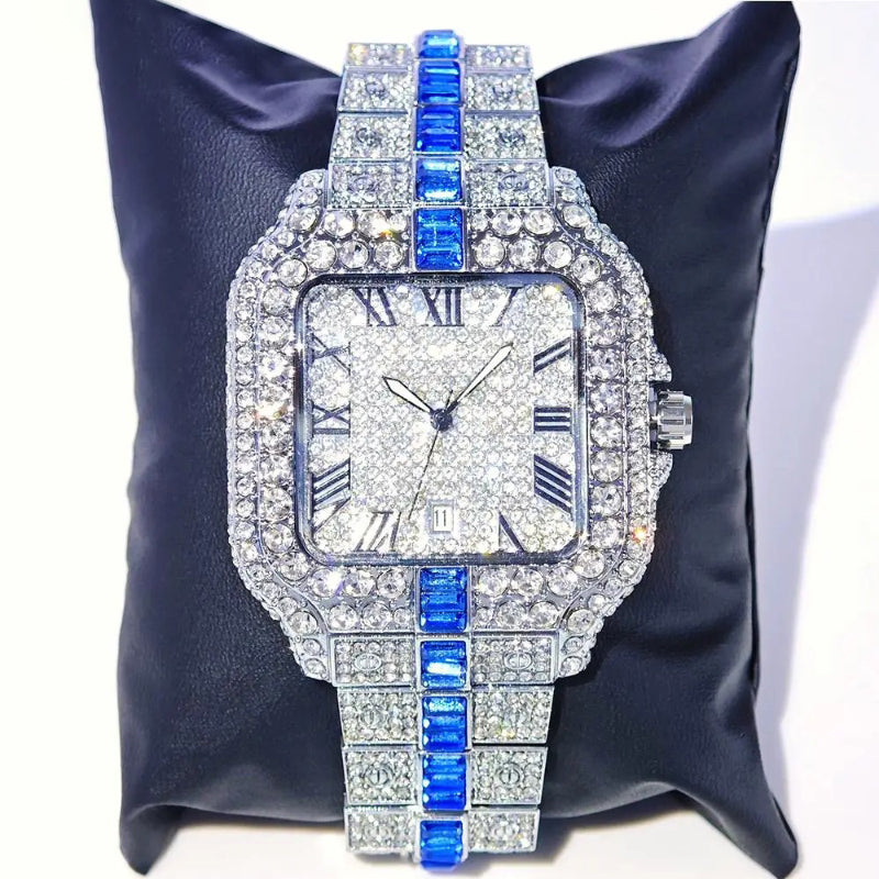 Extravagant Roman Numerals Iced Out Bling Quartz Watch