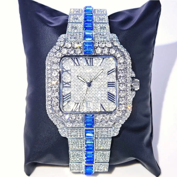 Extravagant Roman Numerals Iced Out Bling Quartz Watch