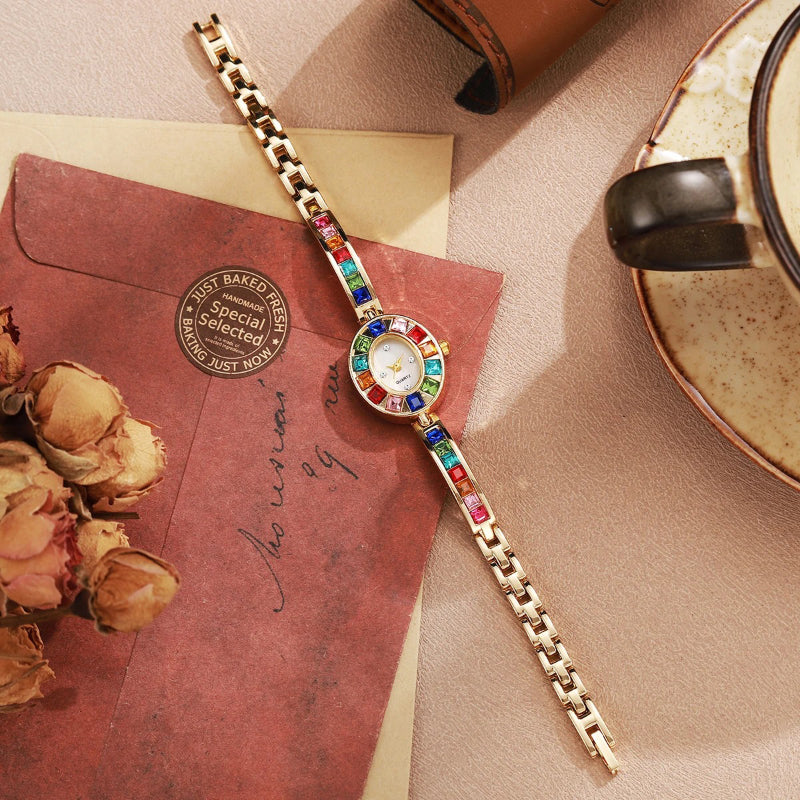 Multicolor Rhinestone Inlay Women's Luxury Quartz Watch