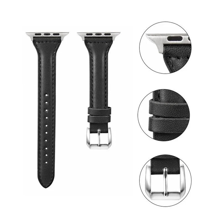 Sleek Leather Wristband for Apple Watch - Slim Design