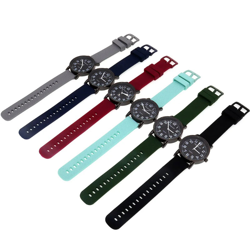 Sporty Round Case Silicone Band Quartz Watch for Kids