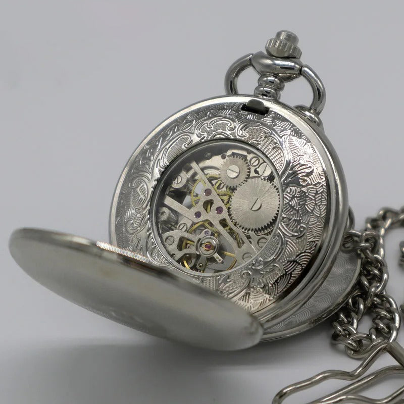 Unique Double-Side Open Case Design Mechanical Pocket Watch
