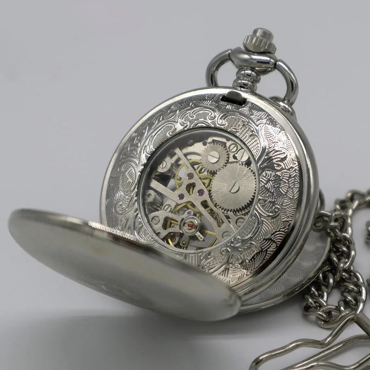 Unique Double-Side Open Case Design Mechanical Pocket Watch