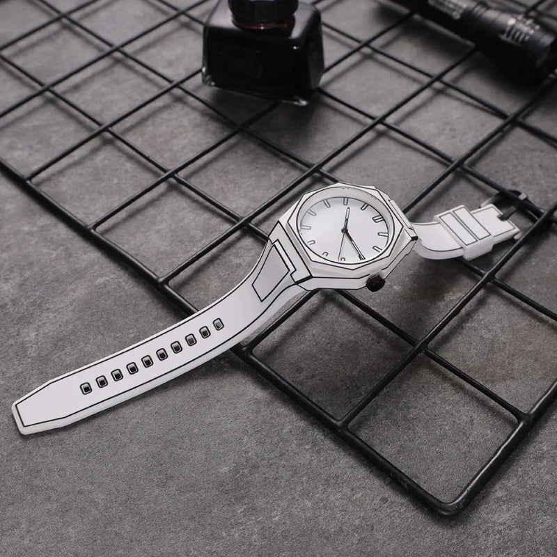 Creative Sketch Watch Sports Fashion Quartz Black and White Series