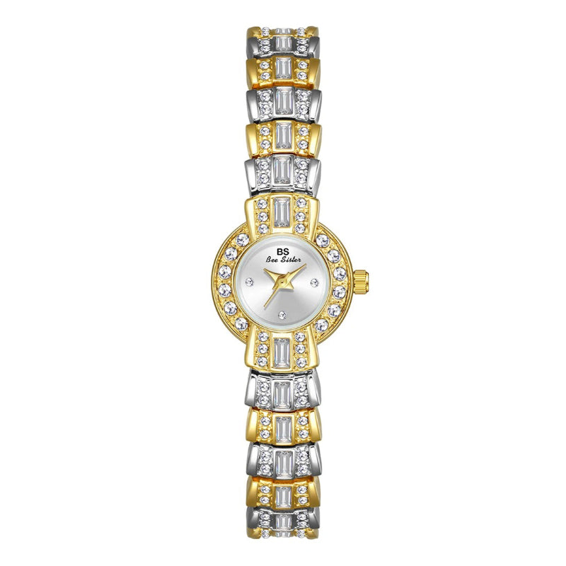 Luxurious Women's Rhinestone Studded Small Dial Quartz Wristwatch