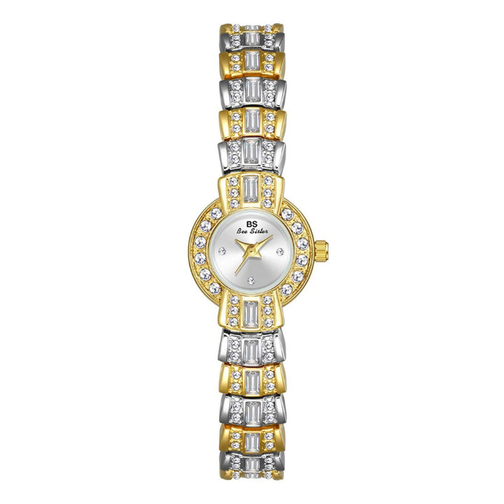 Luxurious Women's Rhinestone Studded Small Dial Quartz Wristwatch