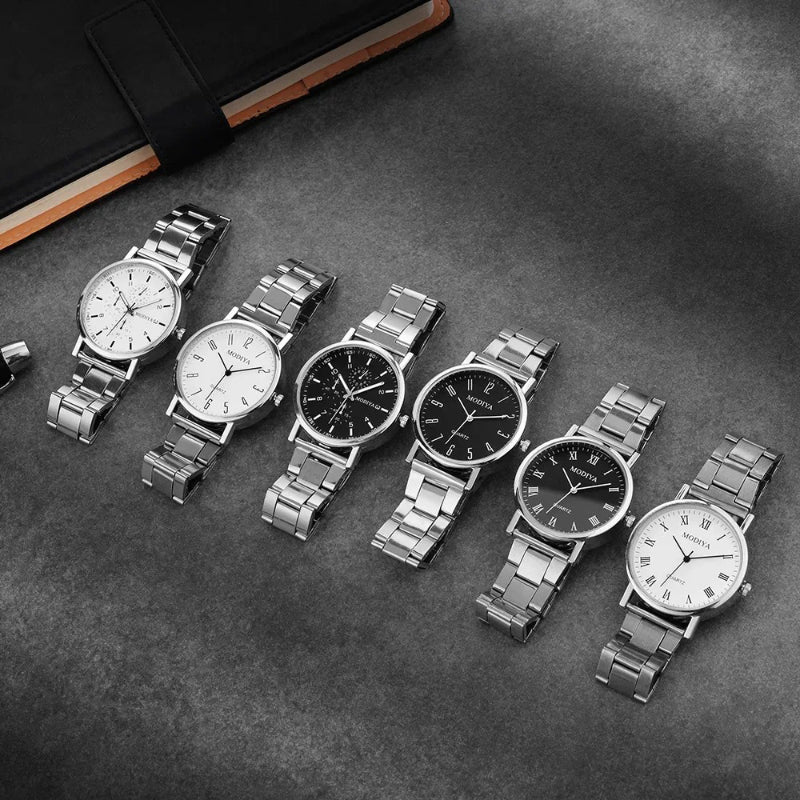 Everyday Stainless Steel Round Dial Quartz Timepiece for Men