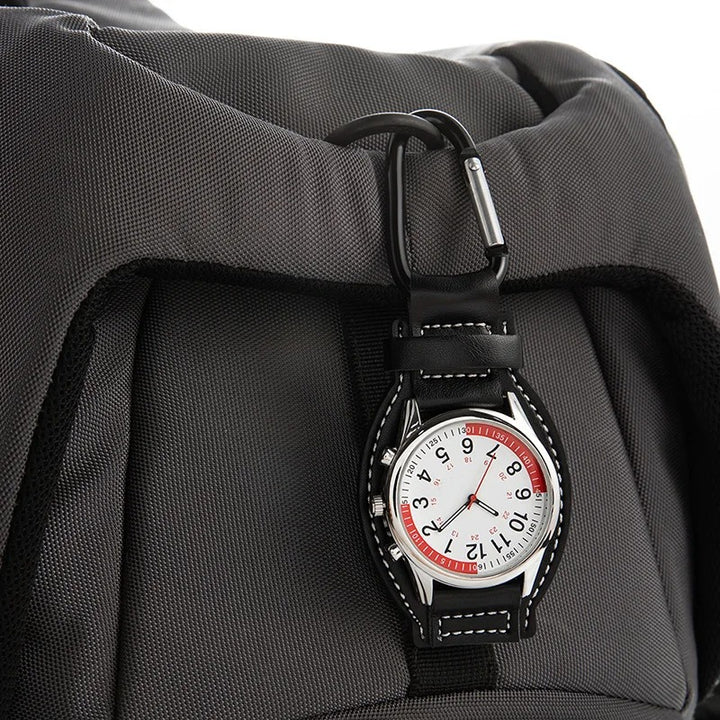 Durable Sports FOB Watches with Leather Strap and Carabiner Clip