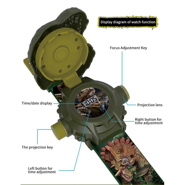 Children's 24-Design Dinosaur Projection Digital Watches