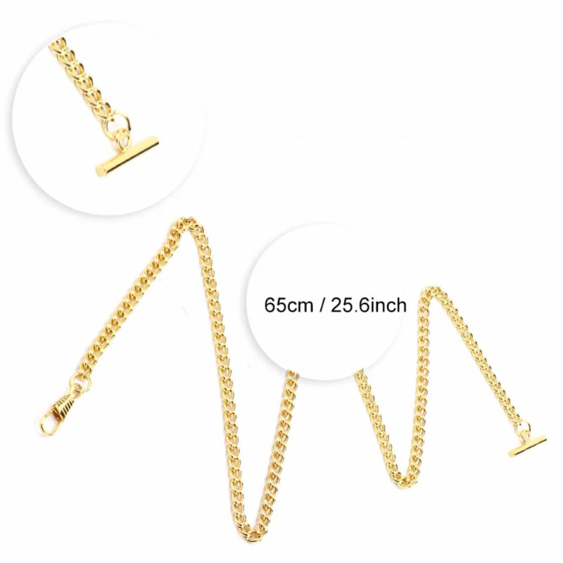 Durable Stainless Steel Metal T-Bar Pocket Watch Chain