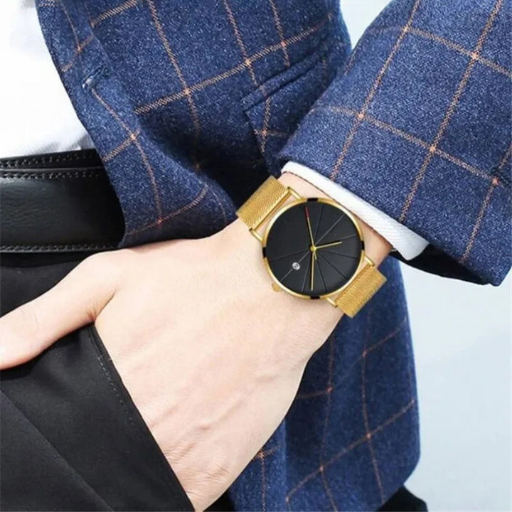 Ultra Thin Stainless Steel Mesh Belt Quartz Wristwatches