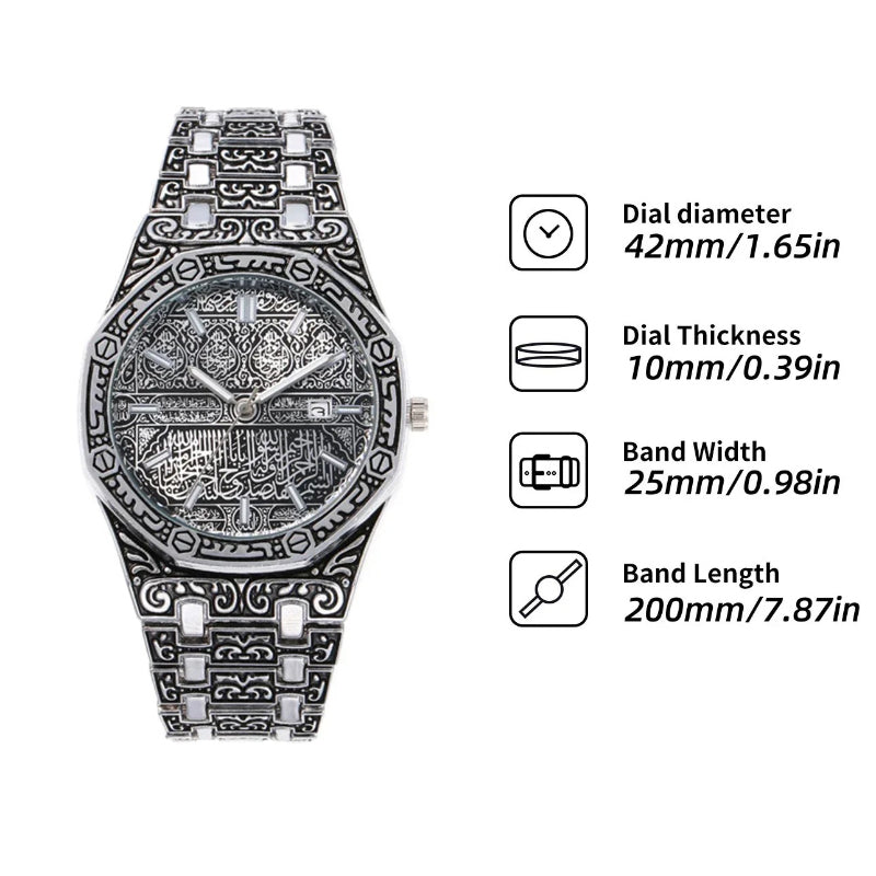Luxury Arabic Calligraphy Design Stainless Steel Men's Watch