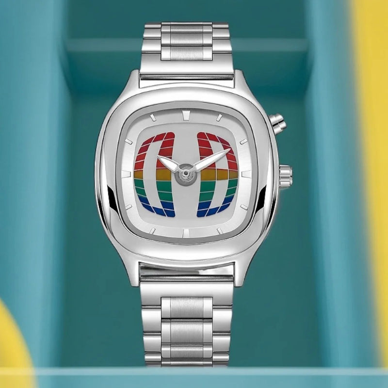 Y2K Pointer Number Dual Display Stainless Steel Men's Watch