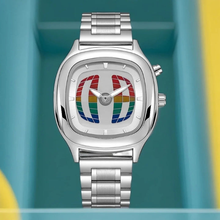 Y2K Pointer Number Dual Display Stainless Steel Men's Watch