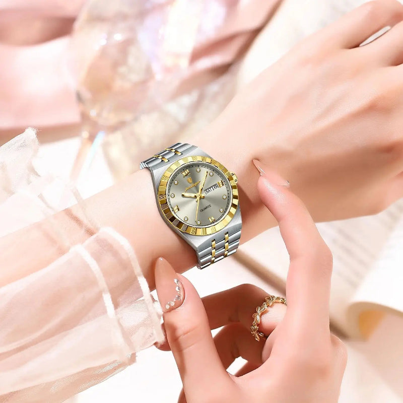Women's Timeless Elegance Two-tone Design Stainless Steel Quartz Watch