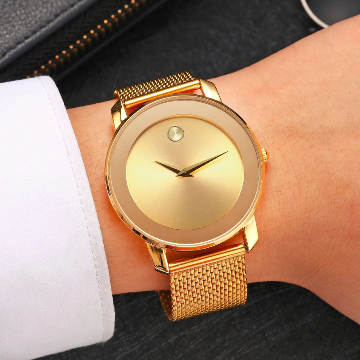 Timeless Simplicity Numberless Steel Mesh Band Quartz Watch