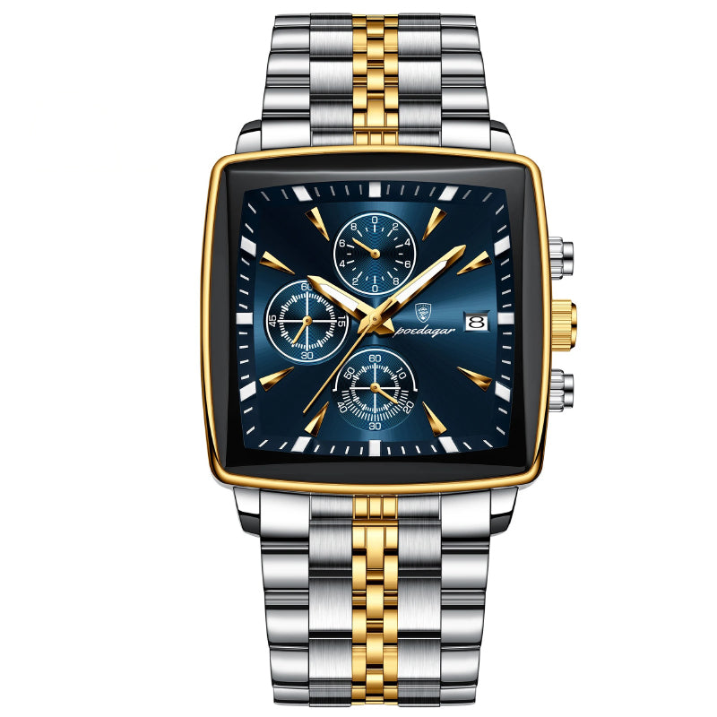 Men's Stainless Steel Chronograph Watch with Luminous Dial