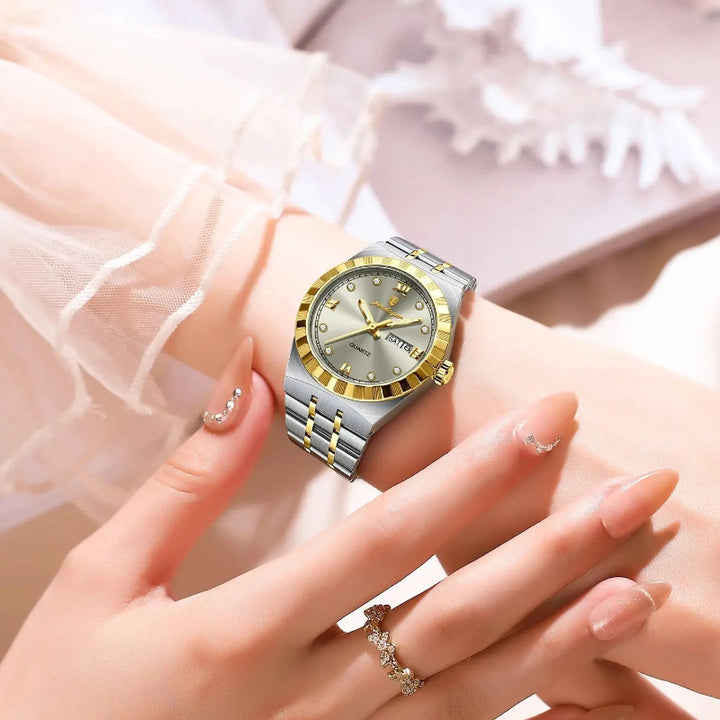 Women's Timeless Elegance Two-tone Design Stainless Steel Quartz Watch